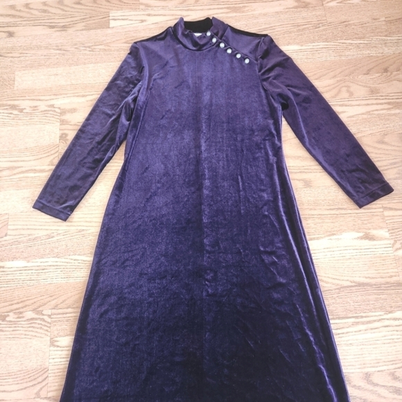 EUC Vintage Coldwater Creek Purple Velvet Dress, Size Petite Medium *HOST PICK* - Picture 2 of 11